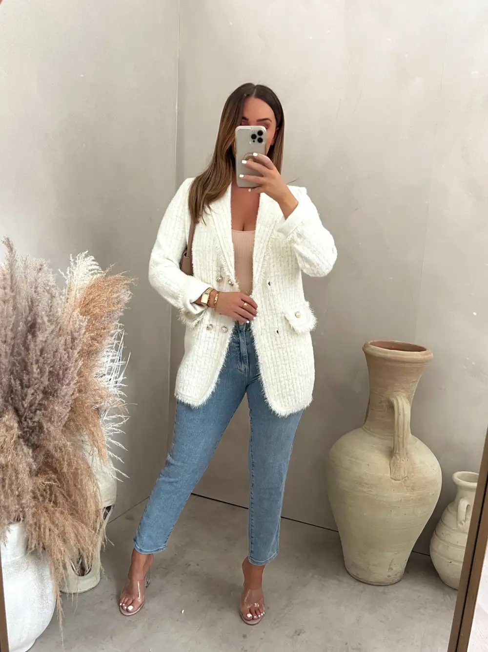 SUE WHITE LUXURY SOFT KNIT BLAZER