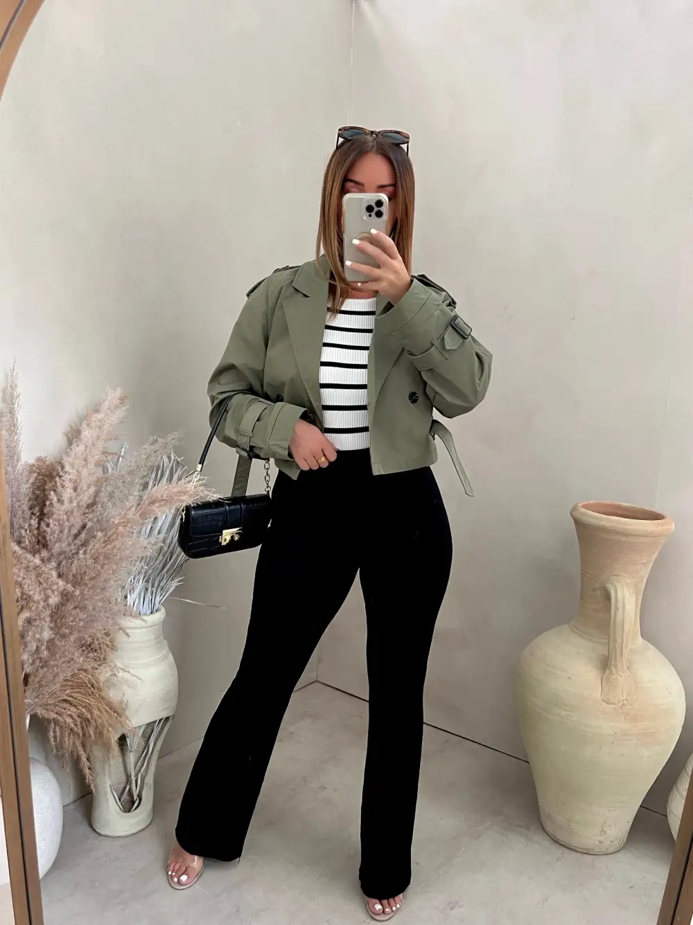 ROBBI KHAKI CROPPED TRENCH JACKET - no refunds/store credit only